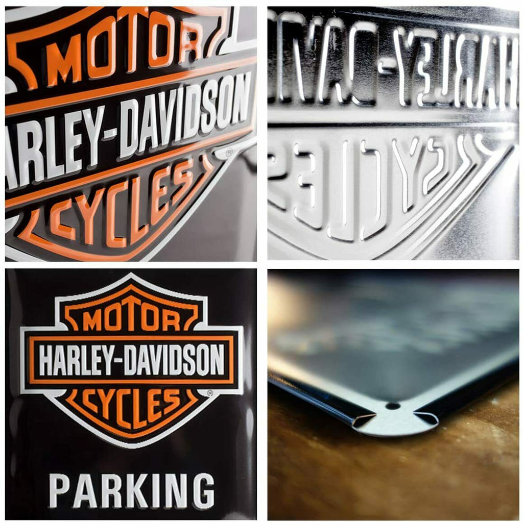 Embossed Metal Tin Sign - HarleyDavidson Parking Only - Gift Ideas