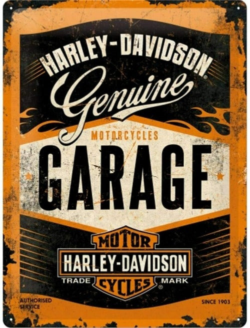 Genuine Harley Davidson Garage Embossed Metal Tin Sign