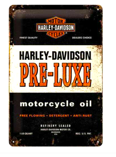 Embossed Metal Tin Sign – Harley Davidson Motor Oil – Gift Ideas for Mancave Bar